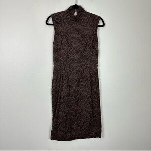 Dennis Merotto lace sheath dress knee length chocolate brown wedding guest